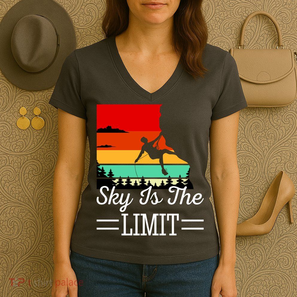 Sky Is The Limited Rock Climbing Women's V-Neck T-Shirt