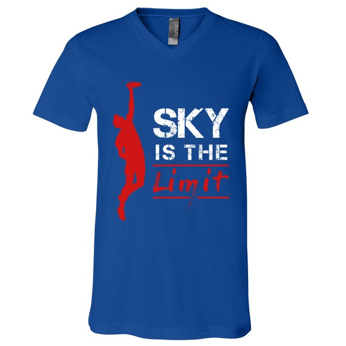 Sky Is The Limit Frisbee Sport Player Flying Disc Great Gift V-Neck T-Shirt