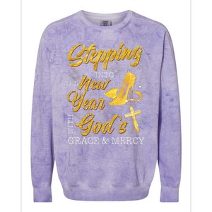 Stepping Into The New Year With Gods Grace And Mercy  Colorblast Crewneck Sweatshirt