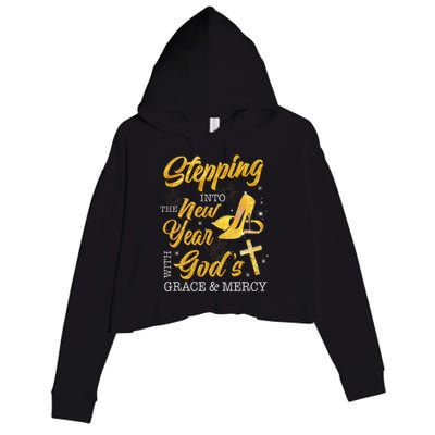 Stepping Into The New Year With Gods Grace And Mercy  Crop Fleece Hoodie