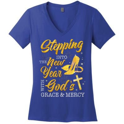 Stepping Into The New Year With Gods Grace And Mercy  Women's V-Neck T-Shirt