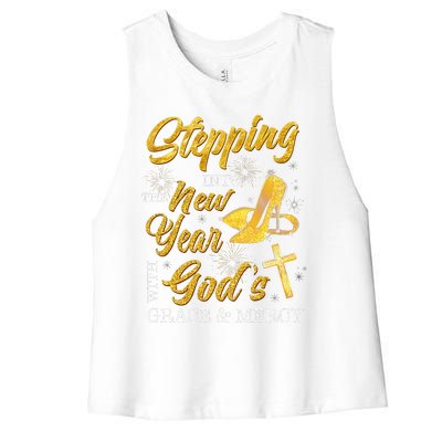 Stepping Into The New Year With Gods Grace And Mercy  Women's Racerback Cropped Tank