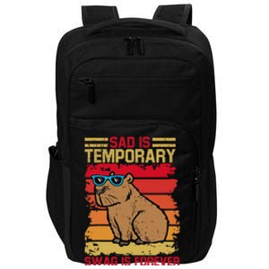 Sad Is Temporary Swag Is Forever Funny Cool Capybara Retro Impact Tech Backpack