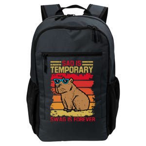 Sad Is Temporary Swag Is Forever Funny Cool Capybara Retro Daily Commute Backpack