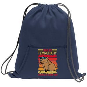 Sad Is Temporary Swag Is Forever Funny Cool Capybara Retro Sweatshirt Cinch Pack Bag