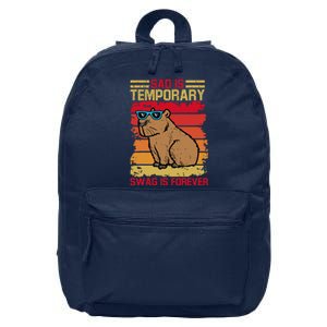 Sad Is Temporary Swag Is Forever Funny Cool Capybara Retro 16 in Basic Backpack