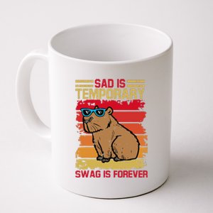 Sad Is Temporary Swag Is Forever Funny Cool Capybara Retro Coffee Mug