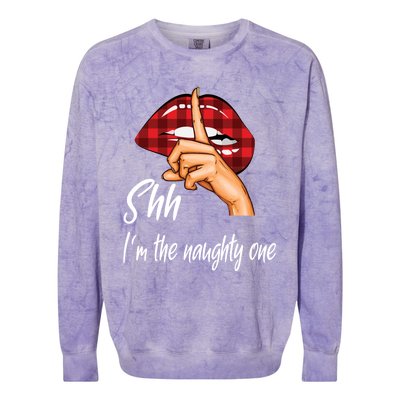 Shh IM The Naughty One Christmas Xmas Cute Gift Colorblast Crewneck Sweatshirt