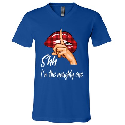 Shh IM The Naughty One Christmas Xmas Cute Gift V-Neck T-Shirt