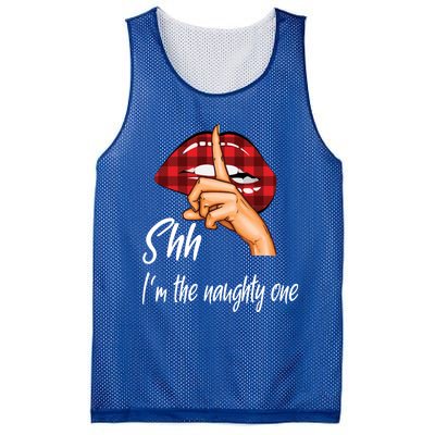 Shh IM The Naughty One Christmas Xmas Cute Gift Mesh Reversible Basketball Jersey Tank