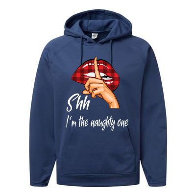 Shh IM The Naughty One Christmas Xmas Cute Gift Performance Fleece Hoodie