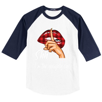 Shh IM The Naughty One Christmas Xmas Cute Gift Baseball Sleeve Shirt