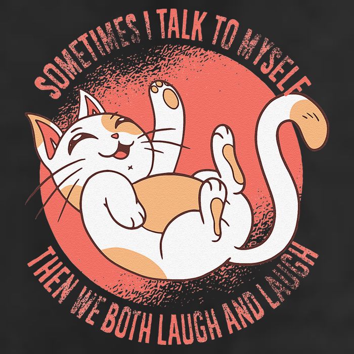 Sometimes I Talk To Myself Then We Both Laugh Funny Cat 7 Panel Mesh Trucker Snapback Hat