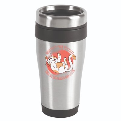 Sometimes I Talk To Myself Then We Both Laugh Funny Cat 16oz Travel Tumbler