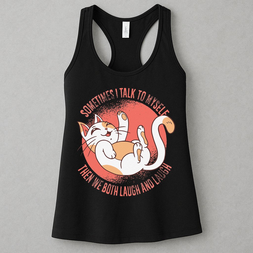 Sometimes I Talk To Myself Then We Both Laugh Funny Cat Womens Tank Top