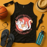 Sometimes I Talk To Myself Then We Both Laugh Funny Cat Tank Top