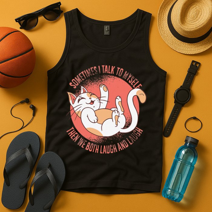 Sometimes I Talk To Myself Then We Both Laugh Funny Cat Tank Top