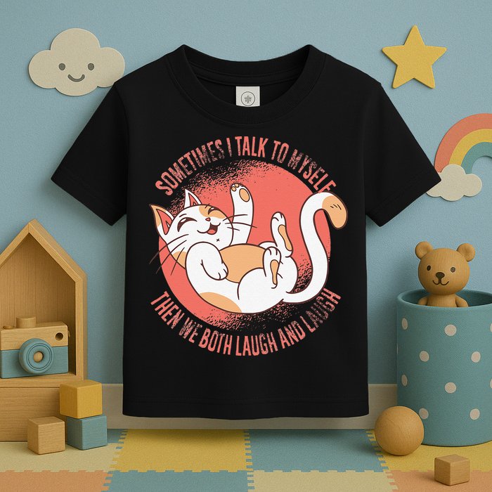 Sometimes I Talk To Myself Then We Both Laugh Funny Cat Toddler T-Shirt