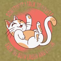 Sometimes I Talk To Myself Then We Both Laugh Funny Cat Garment-Dyed Women's Muscle Tee