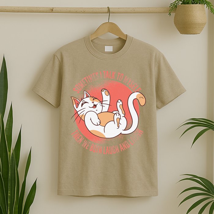 Sometimes I Talk To Myself Then We Both Laugh Funny Cat T-Shirt