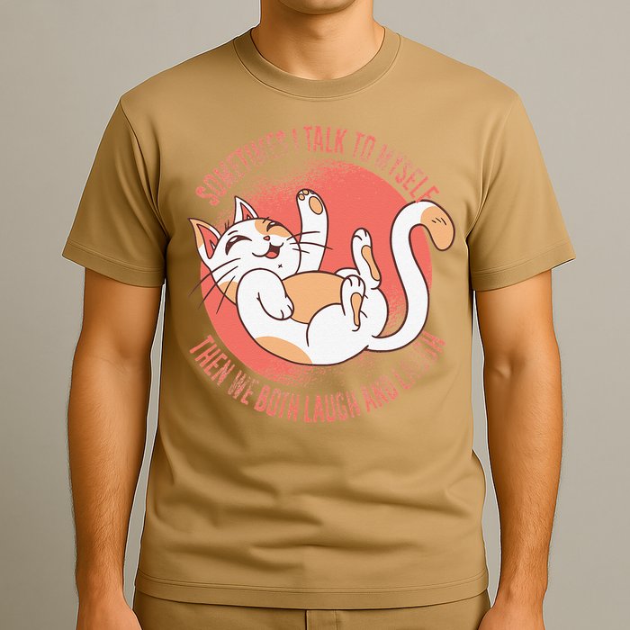 Sometimes I Talk To Myself Then We Both Laugh Funny Cat T-Shirt