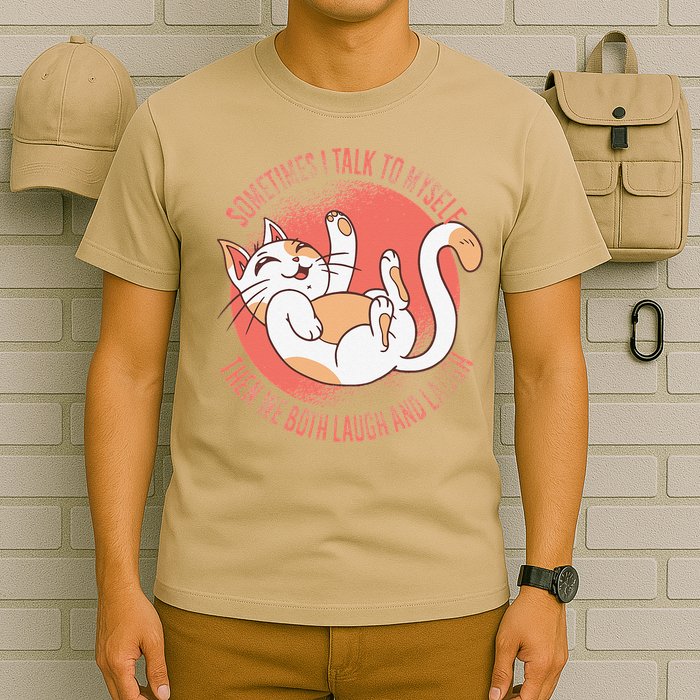 Sometimes I Talk To Myself Then We Both Laugh Funny Cat T-Shirt