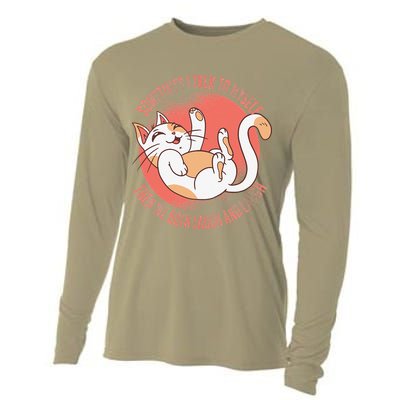Sometimes I Talk To Myself Then We Both Laugh Funny Cat Cooling Performance Long Sleeve Crew