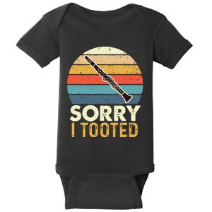 Sorry I Tooted Retro Clarinetist Clarinet Player Baby Bodysuit