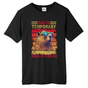 Sad Is Temporary Swag Is Forever Funny Cool Capybara Retro Tall Fusion ChromaSoft Performance T-Shirt