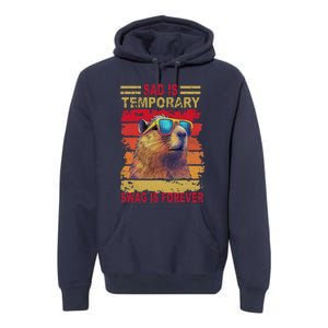 Sad Is Temporary Swag Is Forever Funny Cool Capybara Retro Premium Hoodie