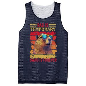 Sad Is Temporary Swag Is Forever Funny Cool Capybara Retro Mesh Reversible Basketball Jersey Tank