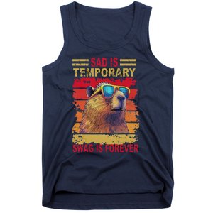 Sad Is Temporary Swag Is Forever Funny Cool Capybara Retro Tank Top