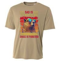 Sad Is Temporary Swag Is Forever Funny Cool Capybara Retro Cooling Performance Crew T-Shirt