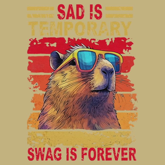 Sad Is Temporary Swag Is Forever Funny Cool Capybara Retro Mousepad