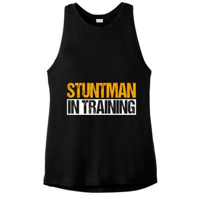 Stuntman In Training Stunt Double Perfomer Ladies PosiCharge Tri-Blend Wicking Tank