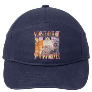 Sad Is Temporary Swag Is Forever Funny Silly Cat Meme 7-Panel Snapback Hat