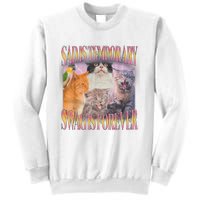 Sad Is Temporary Swag Is Forever Funny Silly Cat Meme Sweatshirt