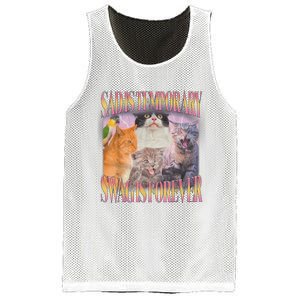 Sad Is Temporary Swag Is Forever Funny Silly Cat Meme Mesh Reversible Basketball Jersey Tank