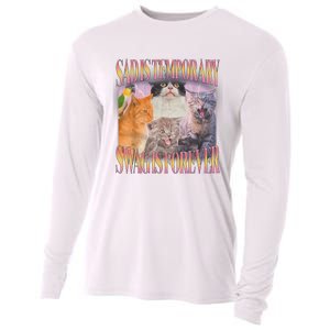 Sad Is Temporary Swag Is Forever Funny Silly Cat Meme Cooling Performance Long Sleeve Crew