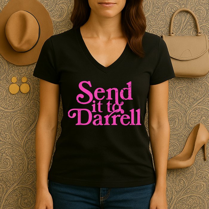 Send It To Darrell Send It To Daryl Funny Women's V-Neck T-Shirt