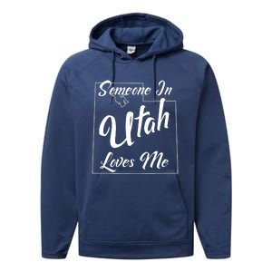 Someone In Utah Loves Me State Map Outline Performance Fleece Hoodie