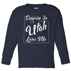 Someone In Utah Loves Me State Map Outline Toddler Long Sleeve Shirt