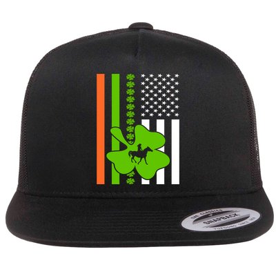 Shamrock Irish Usa Flag St Patrick's Day Irish American Flag Cute Gift Flatbill Hat