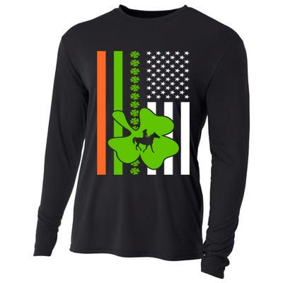 Shamrock Irish Usa Flag St Patrick's Day Irish American Flag Cute Gift Cooling Performance Long Sleeve Crew