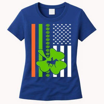 Shamrock Irish Usa Flag St Patrick's Day Irish American Flag Cute Gift Womens T-Shirt