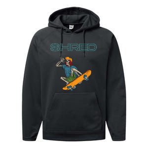 Shred it up with this Skateboard design skeleton ripping up Performance Fleece Hoodie