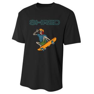 Shred it up with this Skateboard design skeleton ripping up Performance Sprint T-Shirt