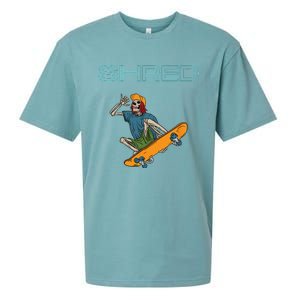 Shred it up with this Skateboard design skeleton ripping up Sueded Cloud Jersey T-Shirt