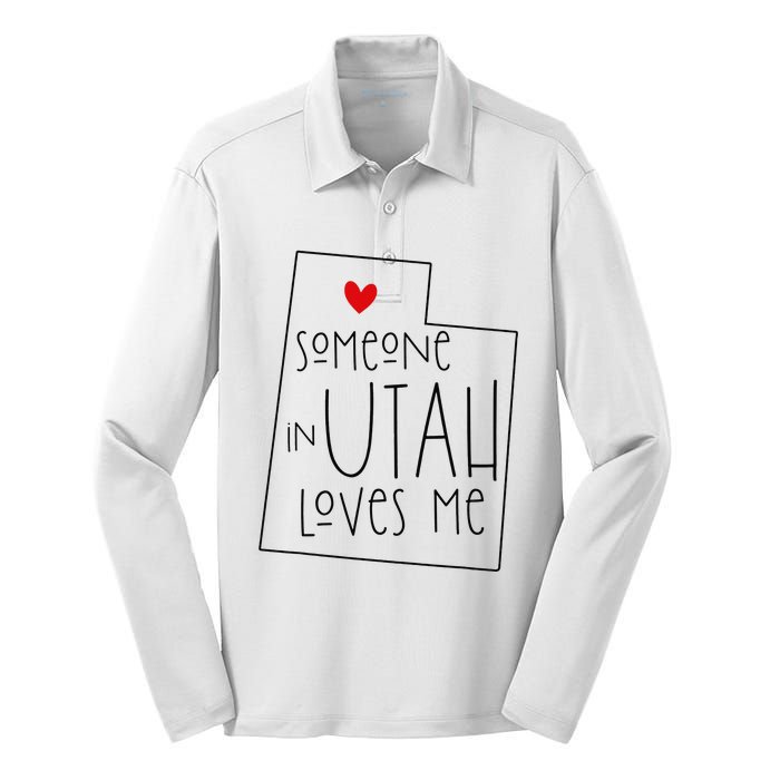 Someone In Utah Loves Me Funny Utah Graphic Design Silk Touch Performance Long Sleeve Polo