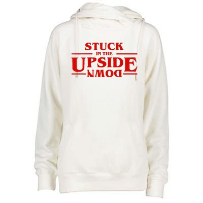 Stuck In Upside Down Womens Funnel Neck Pullover Hood